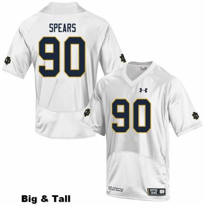 Notre Dame Fighting Irish Men's Hunter Spears #90 White Under Armour Authentic Stitched Big & Tall College NCAA Football Jersey XMG7099KR